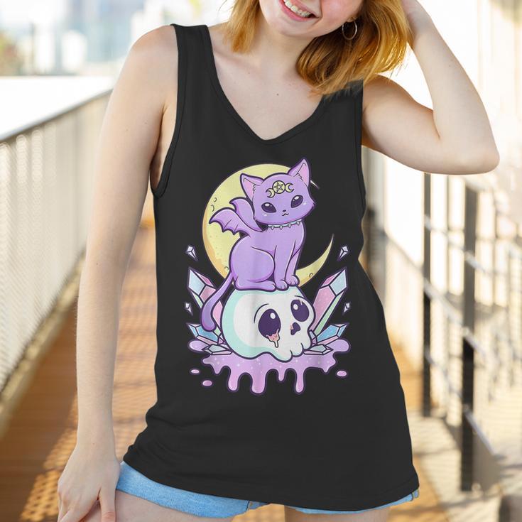 Kawaii Pastel Goth Cute Creepy Witchy Cat And Skull V2 Men Women T-Shirt Graphic Print Casual Unisex Tee Women Tank Top