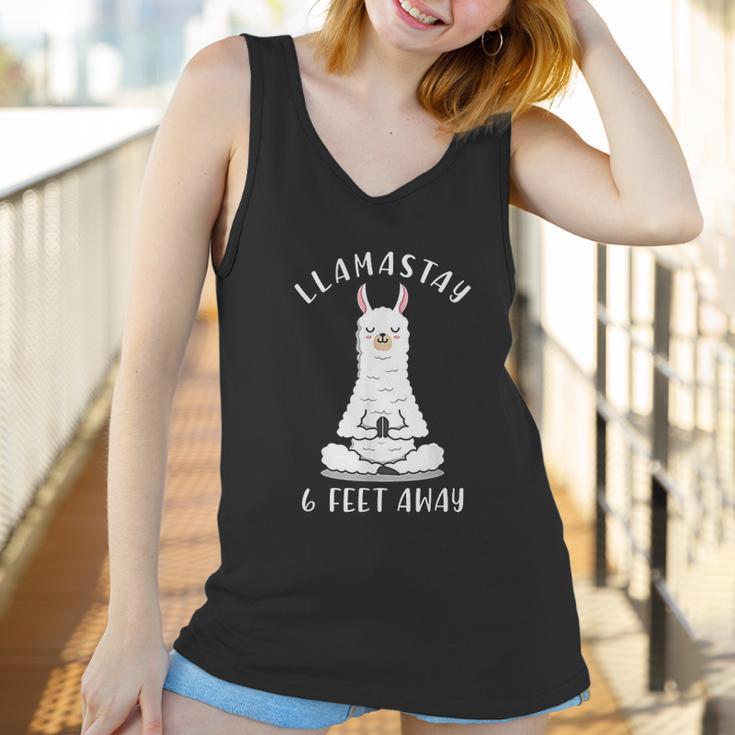 Llamastay 6 Feet Away Funny Social Distancing Llama Yoga Women Tank Top