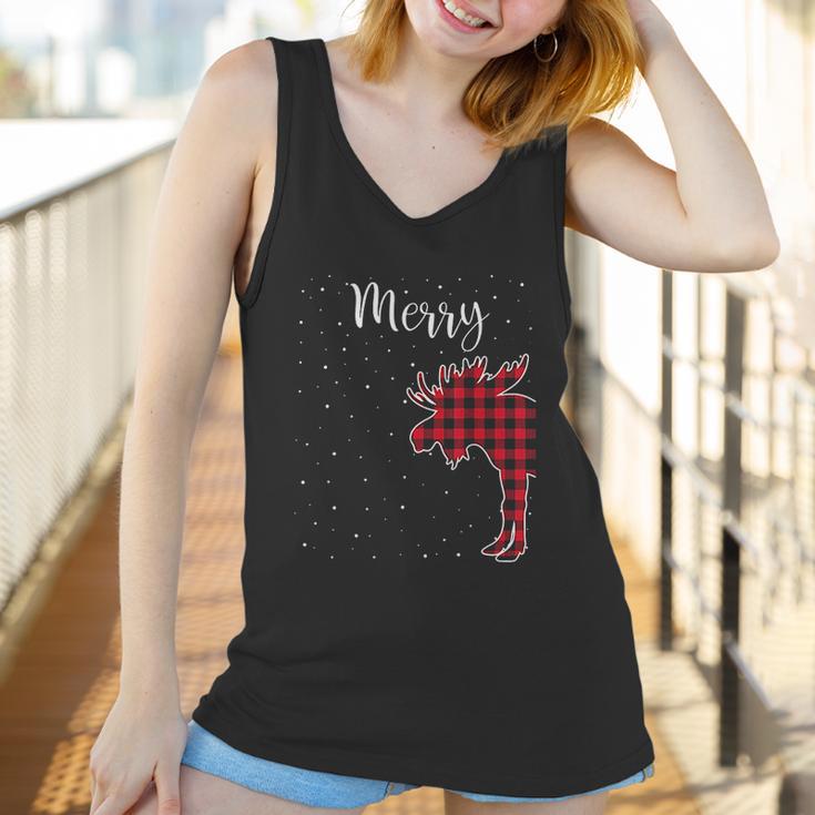 Merry Christmas Red Plaid Buffalo Moose Couples Matching Women Tank Top