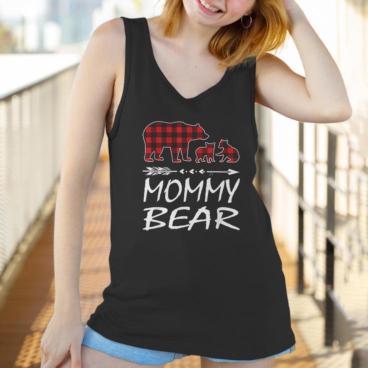 Mommy Bear Two Cubs Red Plaid Christmas Pajama Women Tank Top