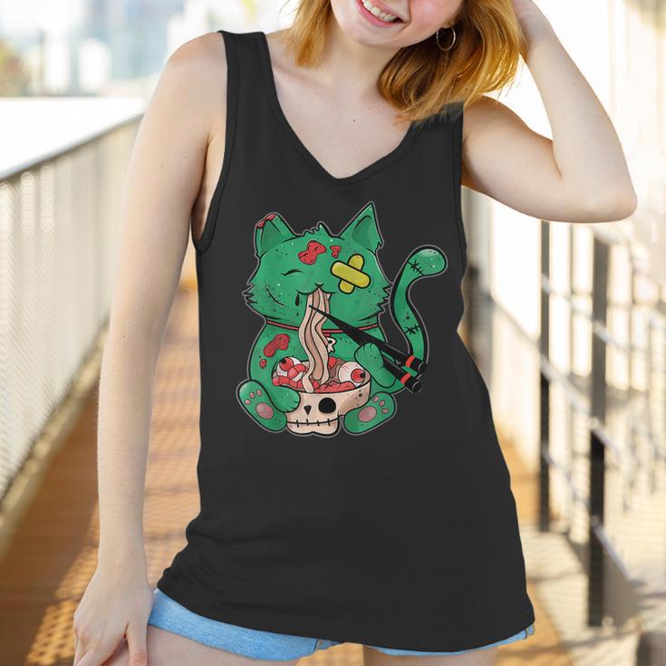 Pastel Goth Kawaii Creepy Cat Eating Ramen Noodles Halloween Men Women T-Shirt Graphic Print Casual Unisex Tee Women Tank Top