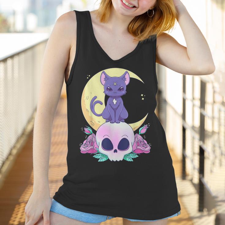 Pastel Goth Witchy Cat Cute Creepy Wiccan Cat And Skull Men Women T-Shirt Graphic Print Casual Unisex Tee Women Tank Top