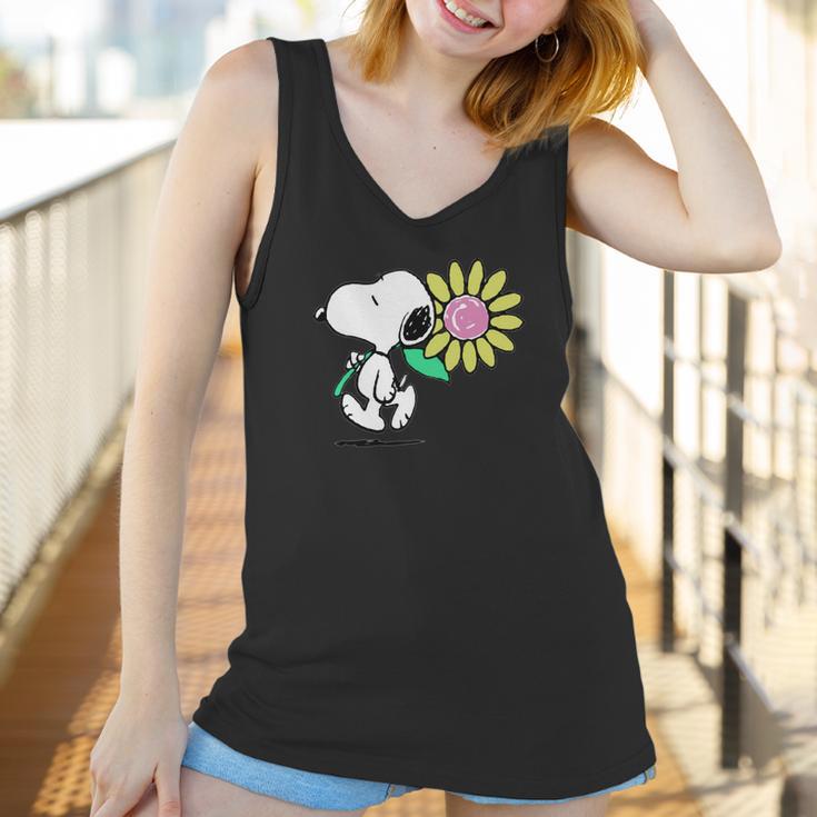 Peanuts Snoopy Pink Daisy Flower Shirt Women Tank Top