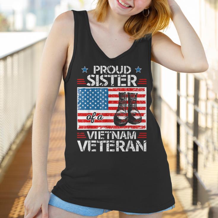 Proud Sister Of Vietnam Veteran Patriotic Usa Flag Military Women Tank Top