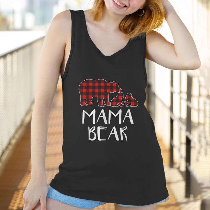 Red Plaid Mama Bear Two Cubs Matching Buffalo Pajama Xmas Women Tank Top