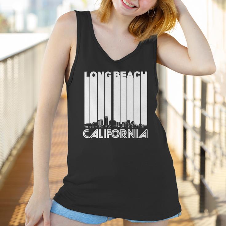 Retro Long Beach California Skyline Womens Tshirt By American Apparel Women Tank Top