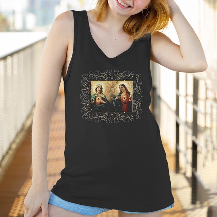 Sacred Heart And Immaculate Heart Picture Jesus And Mary Women Tank Top