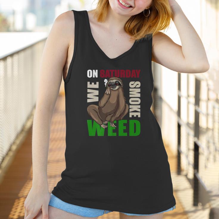 Sloth Stoner Saturday Marijuana Weed Ganja Gift Women Tank Top