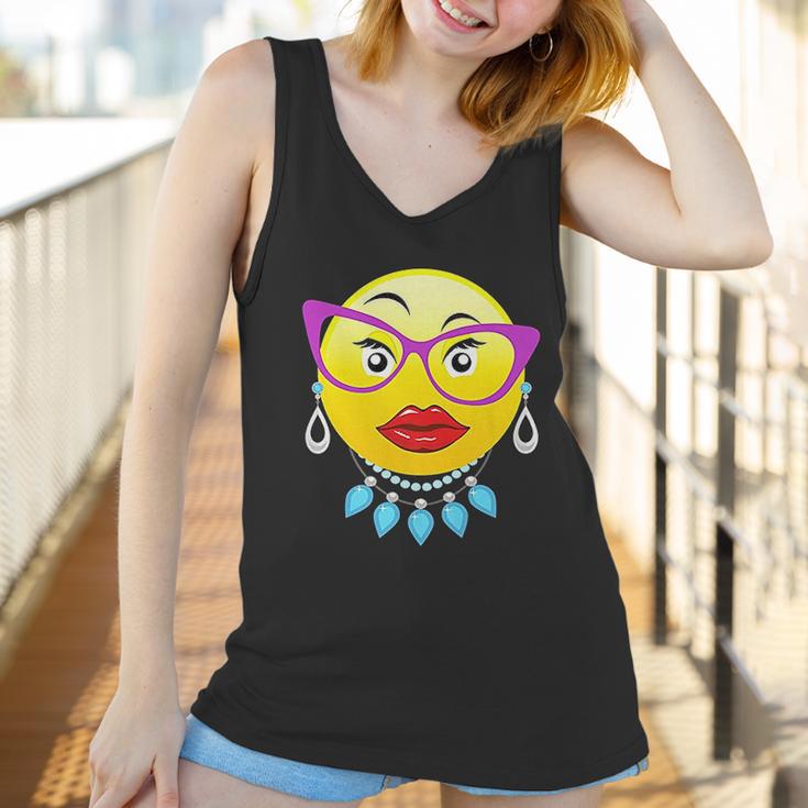 Smiling Emojis Lady Bling Face Glasses Women Women Tank Top