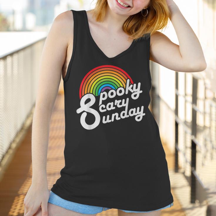 Spooky Scary Sunday Trendy Retro Rainbow Women Tank Top