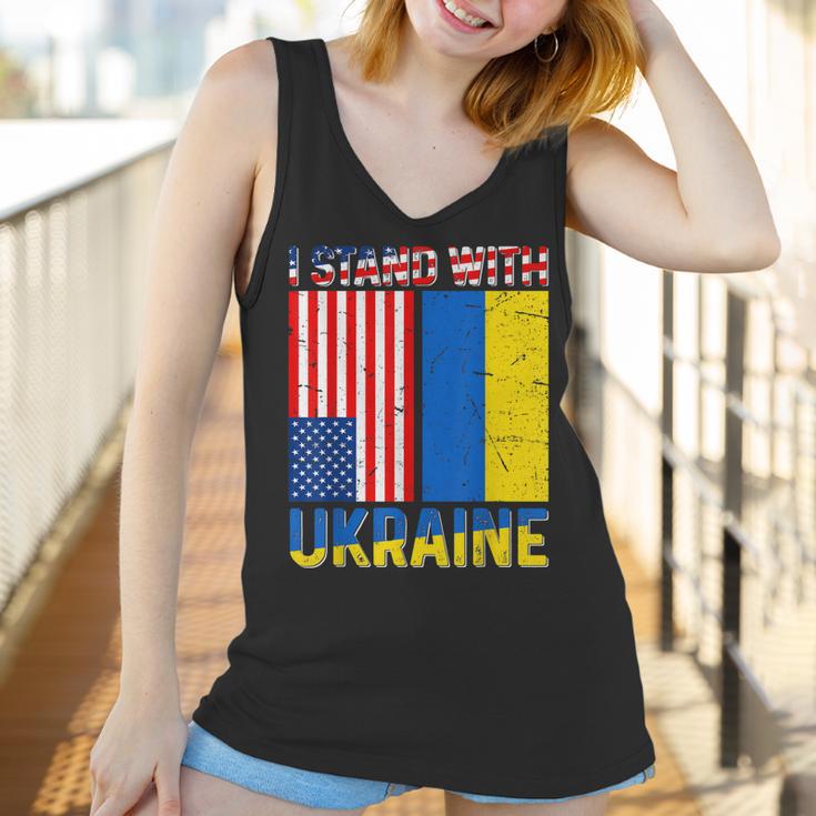 I Stand With Ukraine Support Ukraine Ukrainian American Flag V2 Men Women T-Shirt Graphic Print Casual Unisex Tee Women Tank Top