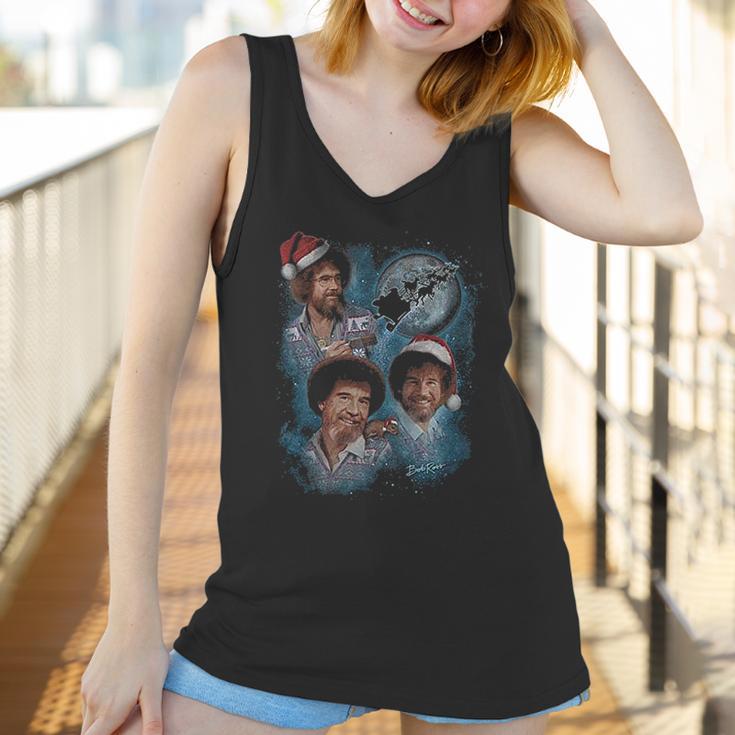 Teelocity 3 Bob Ross Moon Christmas Graphic Women Tank Top