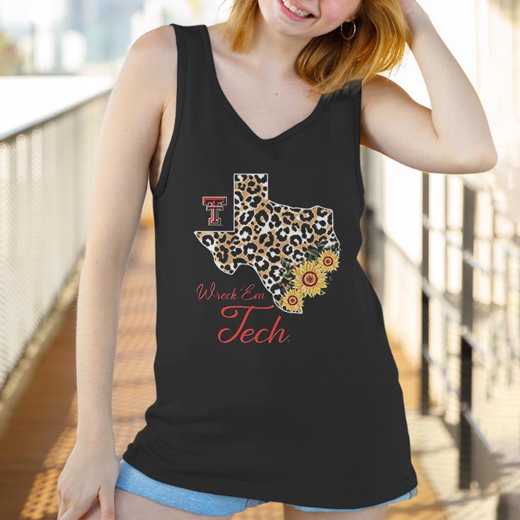 Texas Tech Red Raiders Leopard State Map Sunflower Women Tank Top