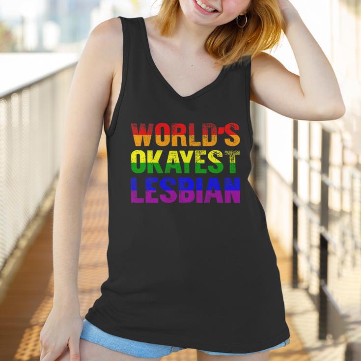 Worlds Okayest Lesbian Rainbow Gay Pride Homo Lgbt Women Tank Top