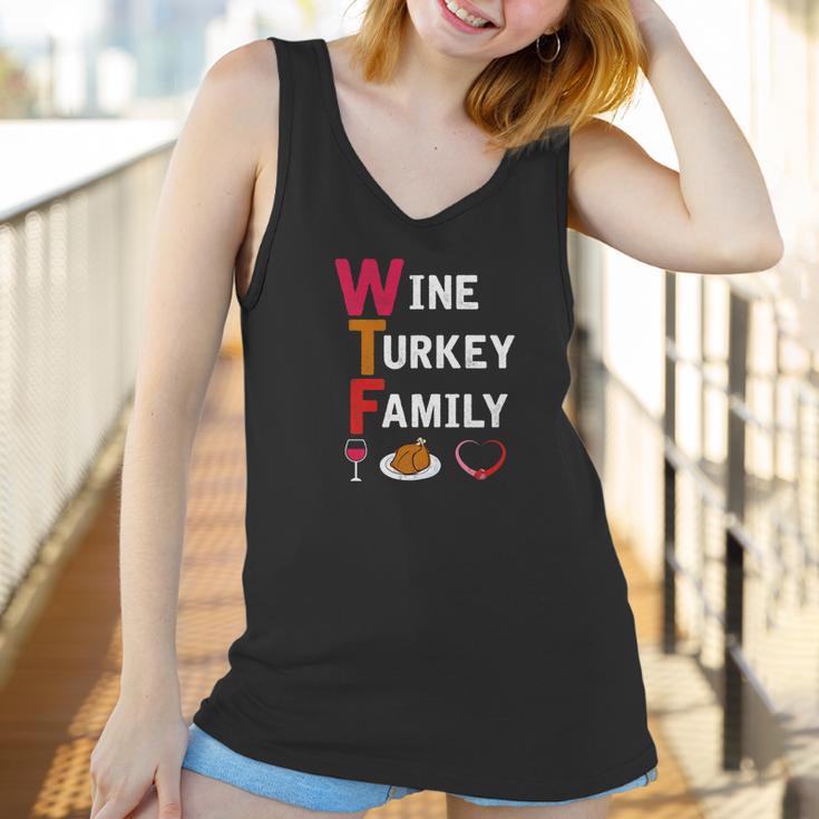 Wtf Wine Turkey Family Funny Thanksgiving Day Tee Women Tank Top