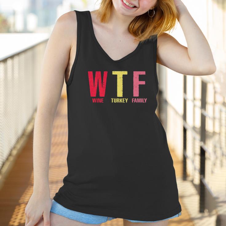 Wtf Wine Turkey Family Thanksgiving Party Women Tank Top