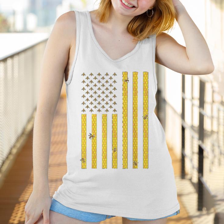 American Flag Honeycomb Honey Bee Women Tank Top