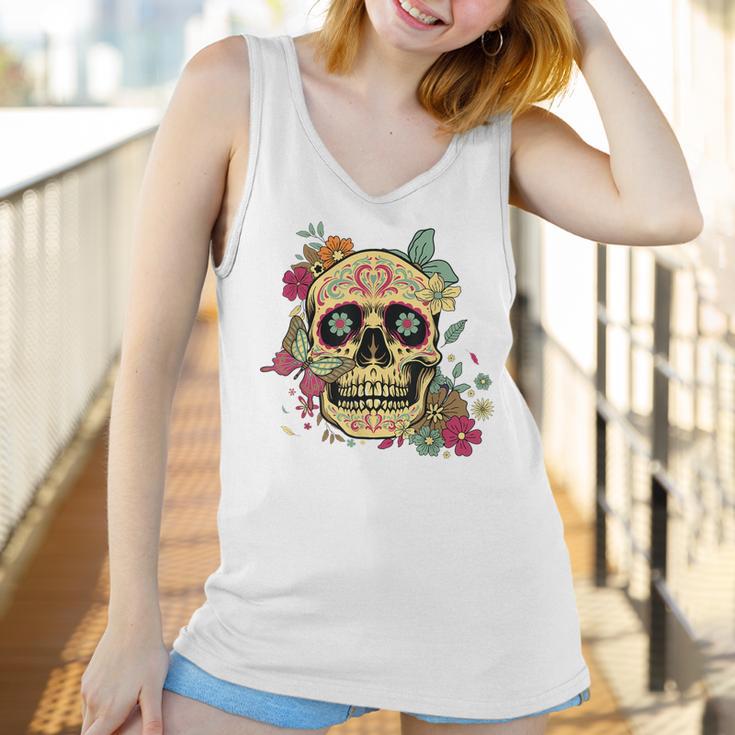 Floral Sugar Skull Dia De Los Muertos Dead Women Girl Women Tank Top