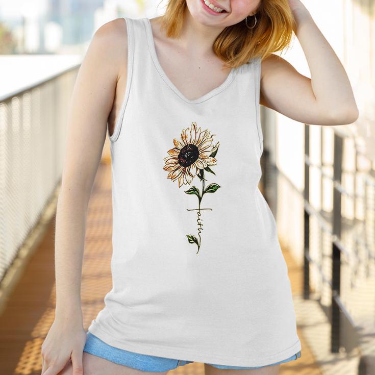 Foulian Sunflower Faith Cross Faith Christian Women Tank Top