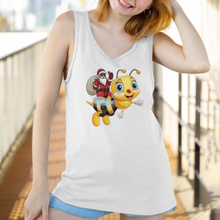 Funny Bee Christmas Santa Riding On Honey Bee Women Tank Top