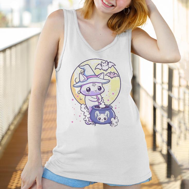 Womens Kawaii Pastel Goth Cute Creepy Witch Cat Wicca V-Neck Women Tank Top