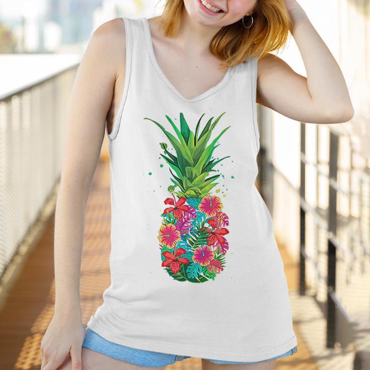 Pineapple Flowers Aloha Hawaii Vintage Hawaiian Women Tank Top