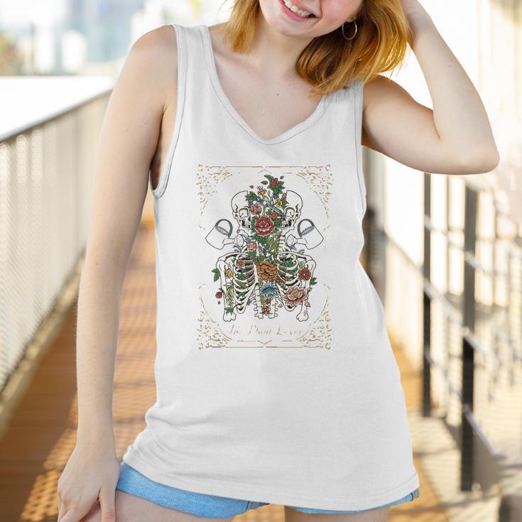 The Plant Lover Tarot Card Skeleton Skull Flowers Plants Women Tank Top