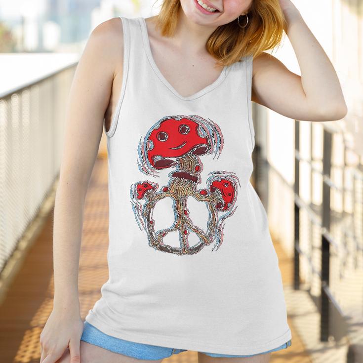 Trippy Magic Mushrooms Peace Sign 70S Women Tank Top