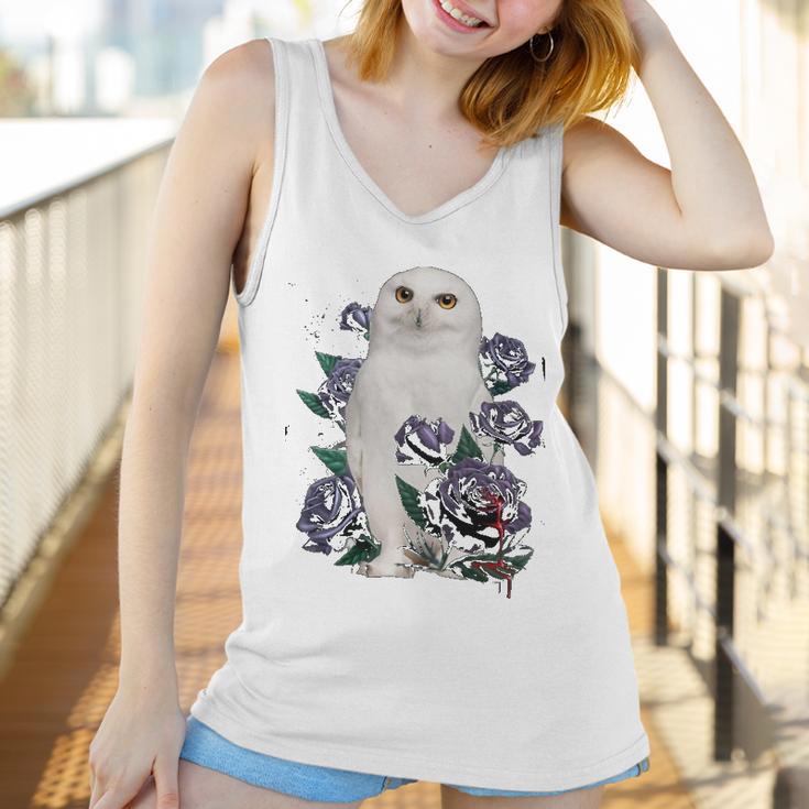 A White Owl And Purple Roses Women Tank Top