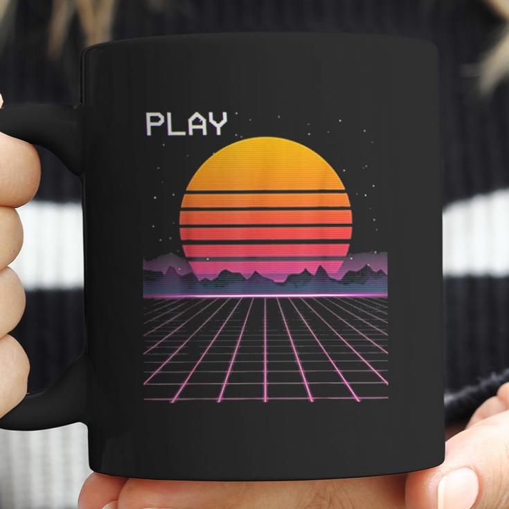 80S Grid Sunset Vaporwave Synthwave Outrun Coffee Mug