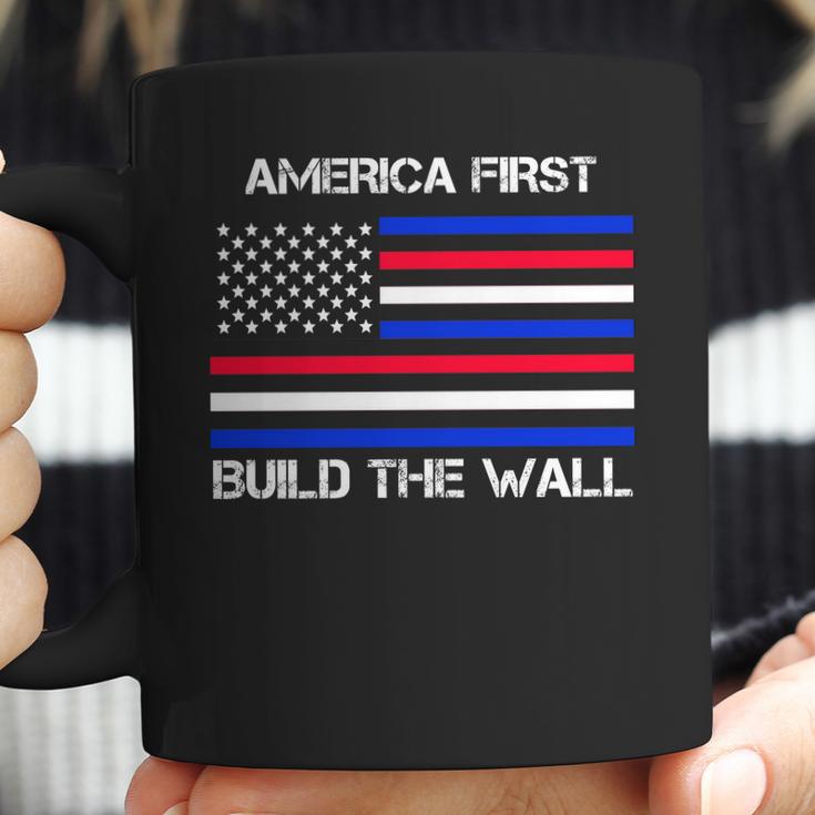 America First Build The Wall Flag Coffee Mug