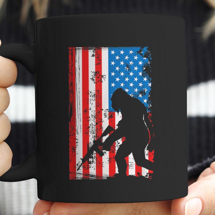 Armed Bigfoot Sasquatch Ar15 Patriotic American Flag Coffee Mug