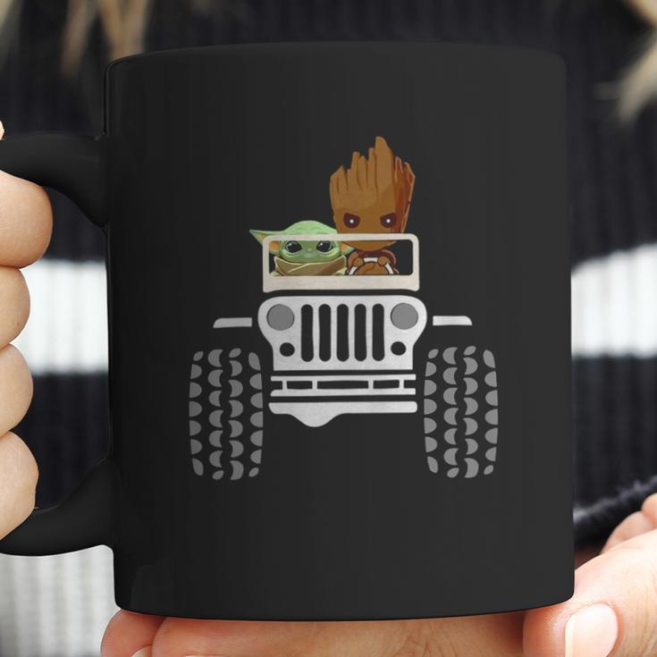 Baby Yoda And Baby Groot Driving Jeep Coffee Mug