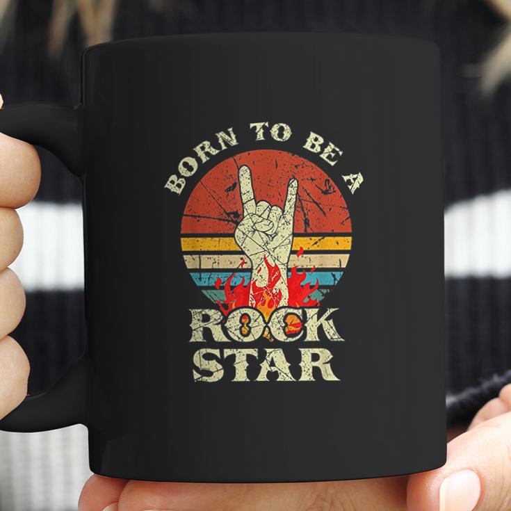 Born To Be Rock Star Hand Horns Vintage Retro Coffee Mug