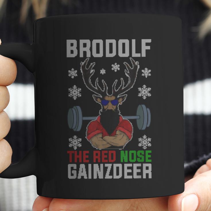 Brodolf The Red Nose Gainzdeer Gym Ugly Christmas Coffee Mug