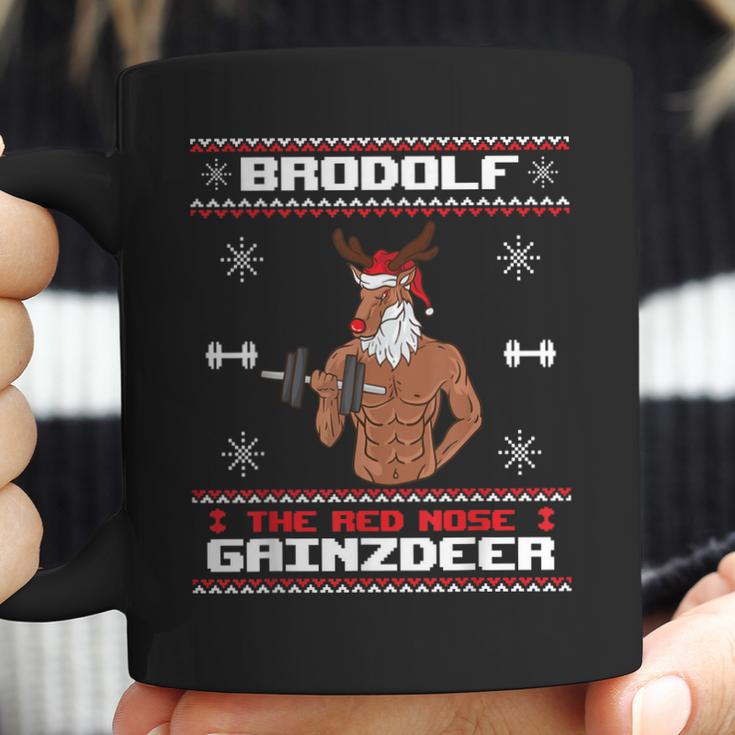 Brodolf The Red Nose Gainzdeer Gym Ugly Christmas Sweater Men Women T-Shirt Graphic Print Casual Unisex Tee Coffee Mug