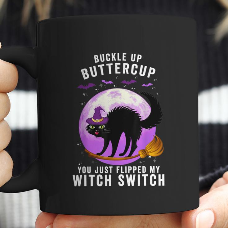 Buckle Up Buttercup Scary Halloween Black Cat Costume Witch Coffee Mug
