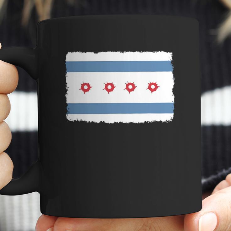 Bullet Hole Chicago Flag T-Shirts Coffee Mug