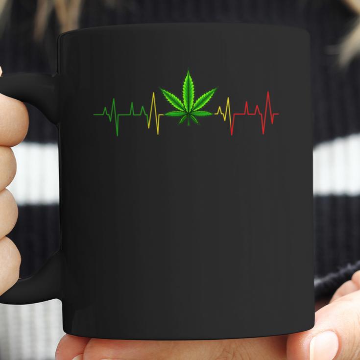 Cannabis Heartbeat Weed Marijuana Pot Ganja Leaf Stoner Coffee Mug