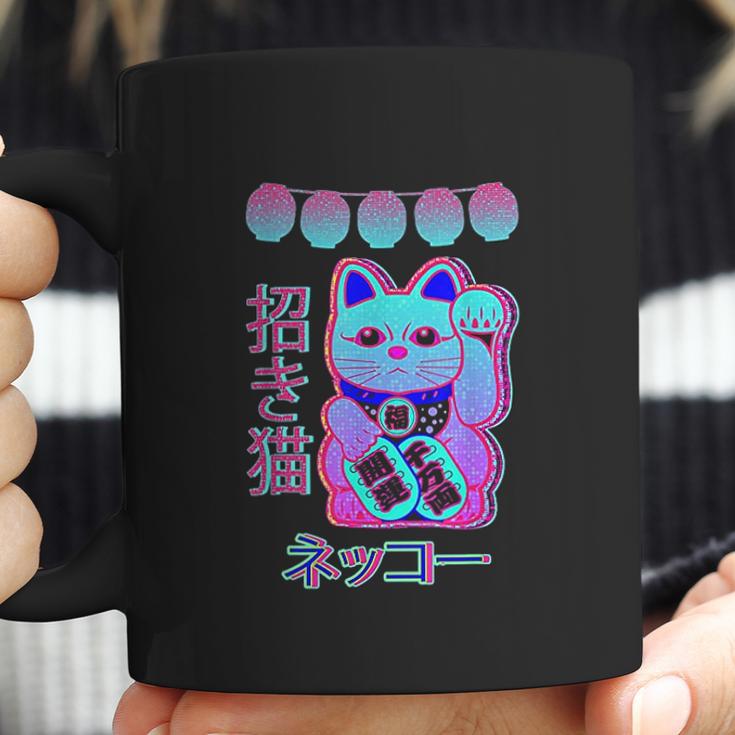 Cat Japanese Welcome Vaporwave Aesthetic Otaku | Maneki Neko Coffee Mug