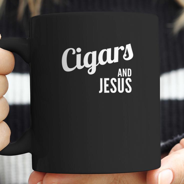 Cigars And Jesus Cool Christian Script Smoker Coffee Mug