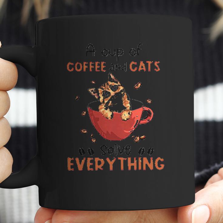 A Cup Of Coffee And Cats Solve Everything Creative 2022 Gift Coffee Mug