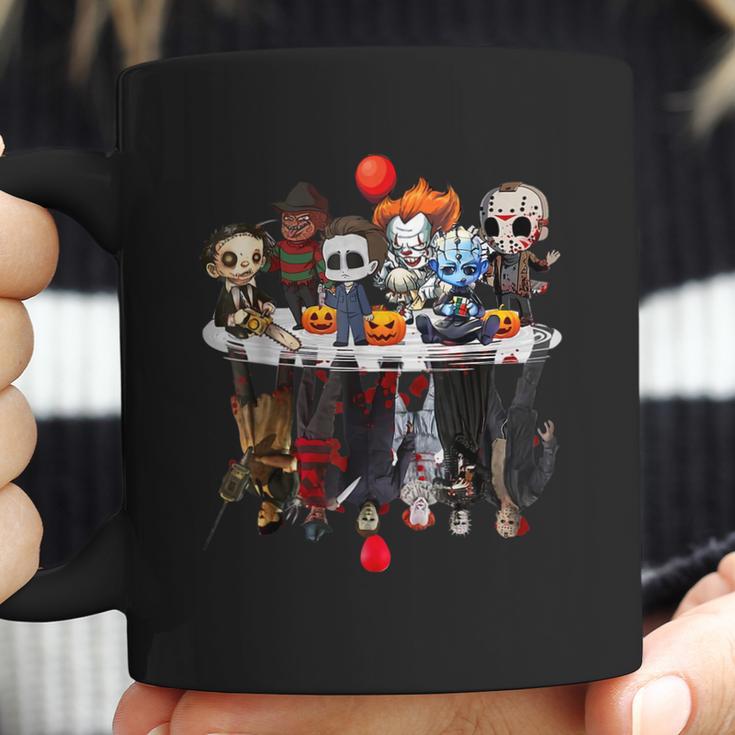 Cute Horror Movie Chibi Character Water Reflection Halloween Coffee Mug