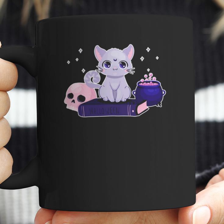 Cute Kawaii Pastel Goth Cat Witch Purple Halloween Art Coffee Mug