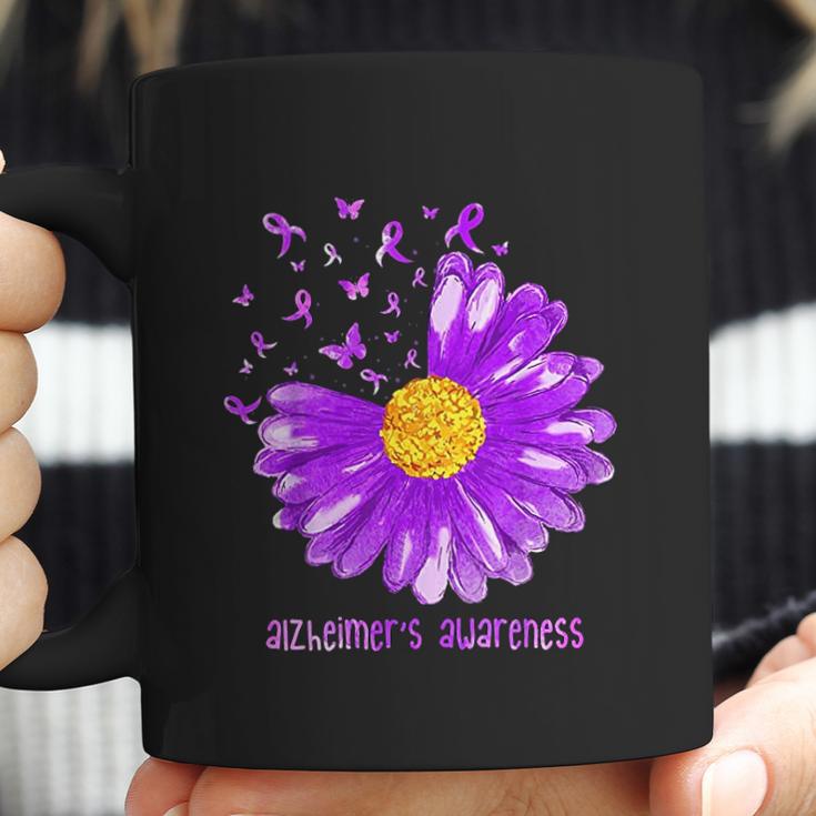 Daisy Butterfly Purple Ribbon Alzheimer Awareness Coffee Mug