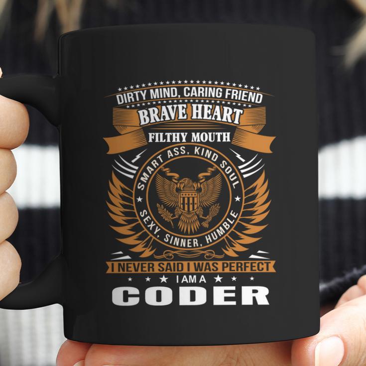 Dirty Mind Caring Friend Brave Heart And Filthy Mouth Coder Gift Graphic Design Printed Casual Daily Basic Coffee Mug