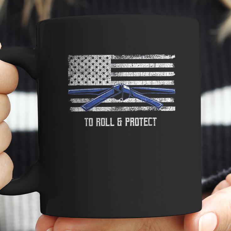 Distressed Police Thin Blue Line Jiu Jitsu Coffee Mug