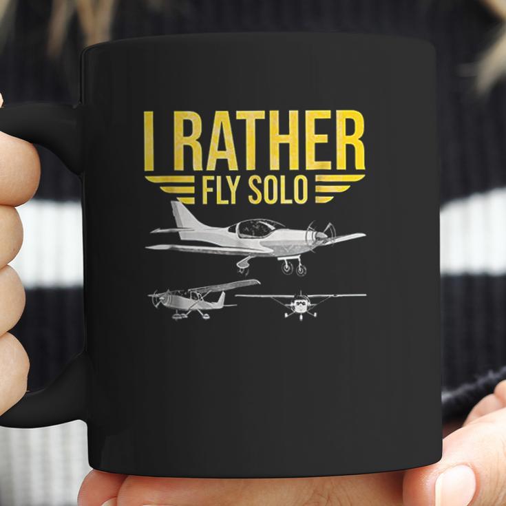 Distressed I Rather Fly Solo Funny Airplane Pilot Coffee Mug