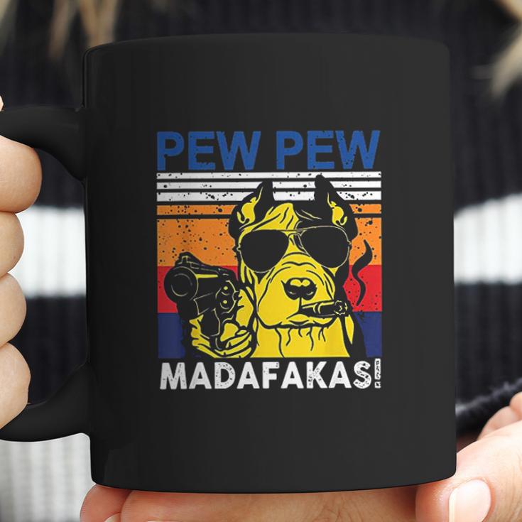 Dog Pew Pew Madafakas Vintage Crazy Pit Bull Coffee Mug