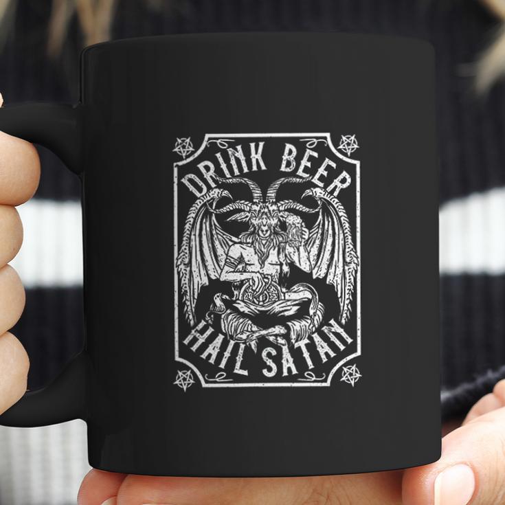 Drink Beer Hail Satan I Satanic Baphomet I Pentagram Occult Coffee Mug